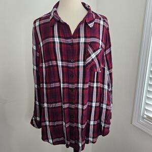 Torrid Red and Black Plaid Shirt